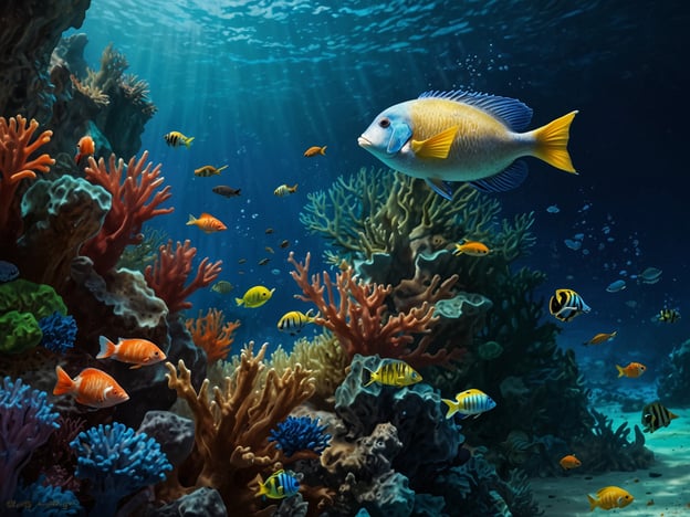 Auf dem Bild ist eine bunte Unterwasserlandschaft mit Korallen und verschiedenen Fischen zu sehen. Solche faszinierenden Tauchspots findet man auch auf Curaçao, wo die Korallenriffe und die Vielfalt der Meerestiere beeindruckend sind. Beliebte Tauchspots auf Curaçao sind:1. **Klein Curaçao** – bekannt für die klaren Gewässer und die große Artenvielfalt.2. **Alice in Wonderland** – berühmt für seine beeindruckenden Korallenformationen und bunten Fische.3. **The Superior Producer** – ein bekanntes Wrack, das interessante Tauchmöglichkeiten bietet.Diese Orte sind perfekt für Taucher, die die Schönheit der Unterwasserwelt erleben möchten.