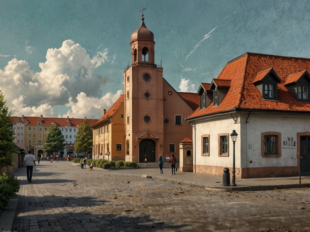 Auf dem Bild ist eine malerische Straßenszene zu sehen, die von schönen, historischen Gebäuden umgeben ist. Die Architektur zeigt ein charmantes, traditionelles Design mit roten Dächern und einem Kirchturm. Es gibt einige Menschen auf der Straße, die spazieren gehen, und Bäume sorgen für eine grüne Atmosphäre.Im Kontext von „Wienachtsdorf am Sechseläutenplatz: Vielfalt entdecken“ könnte man sich vorstellen, dass solch eine Szene die festliche Stimmung und die Vielfalt an Aktivitäten und Attraktionen widerspiegelt, die in einem solchen Weihnachtsdorf zu finden sind. Die Kombination aus Kultur, Architektur und Menschlichkeit schafft eine einladende und lebendige Umgebung, in der verschiedene Traditionen und Gemeinschaften zusammenkommen.