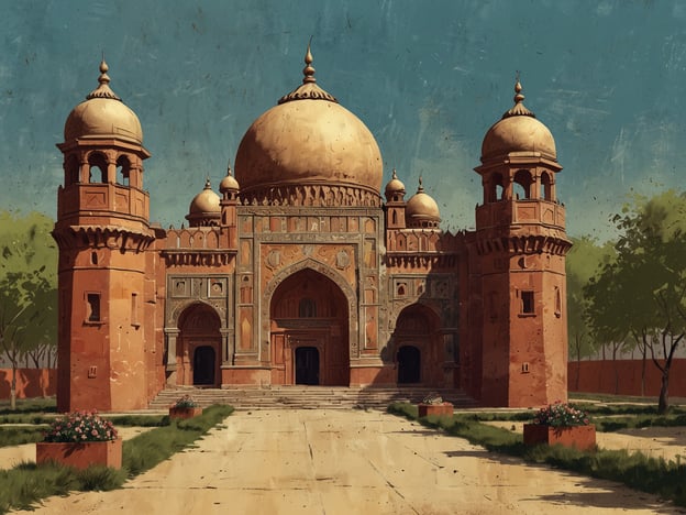 Auf dem Bild ist ein historisches Gebäude mit einer beeindruckenden Kuppel und mehreren Türmen zu sehen. Die Architektur erinnert stark an kunstvolle Mughal-Styles, die in Indien verbreitet sind.Ein kulturelles Highlight in Indien, das ähnlich aussieht, ist das berühmte Taj Mahal in Agra. Es zieht viele Touristen an und ist für seine atemberaubende Schönheit und architektonische Raffinesse bekannt. Sehenswürdigkeiten wie das Rote Fort in Delhi bieten ebenfalls Einblicke in die reichhaltige Geschichte und Kultur der Region.Die meisten dieser Sehenswürdigkeiten sind für Besucher geöffnet und bieten geführte Touren an, die die Geschichte und die Bedeutung der jeweiligen Architektur erklären.
