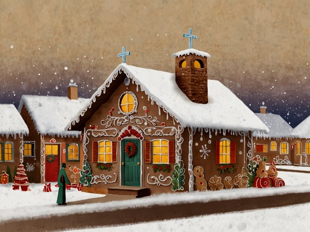Auf dem Bild ist ein weihnachtlich dekoriertes Haus in einer verschneiten Umgebung zu sehen. Das Haus ist aus Lebkuchen gestaltet, mit Zuckerguss und festlichen Ornamenten geschmückt. Vor dem Haus stehen weihnachtliche Dekorationen, wie ein geschmückter Weihnachtsbaum und Geschenke.Besondere Ereignisse im Jahr 2024, die in der Vorweihnachtszeit gefeiert werden, sind unter anderem der 1. Advent am 1. Dezember, Weihnachten am 25. Dezember und Silvester am 31. Dezember.Die Öffnungszeiten können während der Adventszeit variieren, besonders in Geschäften und Weihnachtsmärkten. Es ist ratsam, die jeweiligen Zeiten rechtzeitig zu prüfen, um alle festlichen Angebote und Ereignisse zu genießen.