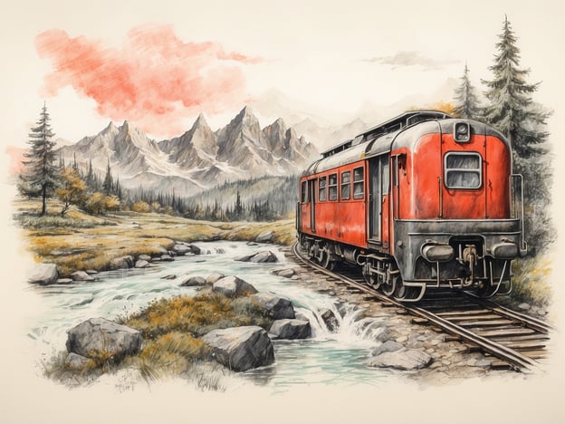 Auf dem Bild ist ein roter Zug zu sehen, der in einer malerischen Landschaft mit Bergen, Bäumen und einem Fluss steht. Diese Art von Naturerscheinung spielt eine wichtige Rolle für die physische und mentale Gesundheit von Kindern.Natur bietet Kindern zahlreiche Vorteile: Sie fördert die körperliche Aktivität, indem sie zum Spielen und Erkunden anregt. Der Aufenthalt im Freien trägt zur Entwicklung der motorischen Fähigkeiten bei und stärkt das Immunsystem. Mental hilft die Natur, Stress abzubauen, die Konzentration zu verbessern und das emotionale Wohlbefinden zu steigern. Kinder, die Zeit in der Natur verbringen, zeigen oft mehr Kreativität und haben ein stärkeres Gefühl für diese Umwelt.In einer so inspirierenden Landschaft können Kinder die Vielfalt und Schönheit der Natur erfahren, was zu einem tiefen Verständnis und Respekt für die Umwelt beiträgt.