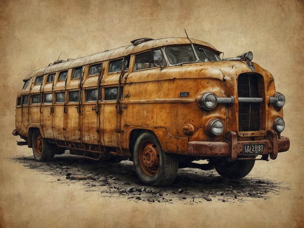 Auf dem Bild ist ein alter, rostiger Reisebus zu sehen, der stark genutzt und abgenutzt aussieht. Dieser Bus steht exemplarisch für die Entwicklung des öffentlichen Verkehrs im 20. Jahrhundert.In vielen Kulturen war der Bus ein Symbol für Mobilität und Erschwinglichkeit. Vor allem nach dem Zweiten Weltkrieg wurde der Bus in vielen Ländern ein wichtiges Verkehrsmittel, das Menschen verband und die Urbanisierung förderte. In ländlichen Regionen halfen solche Fahrzeuge, abgelegene Gemeinden besser an größere Städte anzubinden.Der rustikale Look des Busses könnte auf eine lange Geschichte hindeuten, in der er vielen Fahrgästen gedient hat. Fahrzeuge wie dieses sind nicht nur technische Errungenschaften, sondern auch kulturelle Artefakte, die Geschichten über die Menschen und Orte erzählen, die sie durchquert haben. Sie sind Schatten vergangener Zeiten, in denen Reisen oft ein Abenteuer und weniger selbstverständlich war, als es heute der Fall ist.