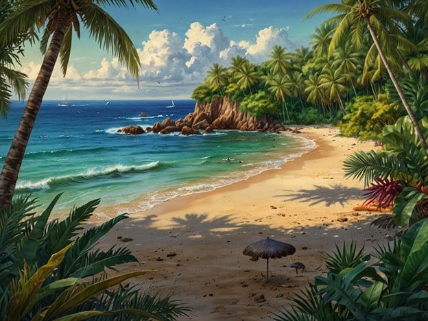 Auf dem Bild ist ein wunderschöner Strand in Capurganá zu sehen, umgeben von üppiger tropischer Vegetation. Der feine Sandstrand verläuft sanft ins türkisfarbene Wasser, das sanft an die Küste plätschert. Im Hintergrund sind mächtige Felsen und Palmen, die eine idyllische und entspannende Atmosphäre schaffen.In Capurganá gibt es viele Naturwunder, darunter beeindruckende Küstenlandschaften und das nahegelegene UNESCO-Welterbe des Darién. Freizeitaktivitäten wie Schnorcheln, Tauchen und Wandern in der umliegenden Natur sind sehr beliebt. Besucher können die faszinierende Unterwasserwelt erkunden oder die vielfältige Flora und Fauna der Region genießen.