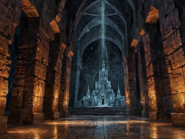 Auf dem Bild ist eine beeindruckende Innenansicht einer unterirdischen Kirche zu sehen, die stark an die Salzkathedrale von Zipaquirá in Kolumbien erinnert. Die hohen, gewölbten Decken, die sanft beleuchteten Säulen und der zentral gelegene Altar schaffen eine mystische Atmosphäre. Zipaquirá ist bekannt für seine bemerkenswerte Architektur und die eindrucksvollen Kunstwerke, die aus Salz gemeißelt sind. Die Umgebung der Stadt bietet zudem malerische Ausblicke auf die Anden und eine Vielzahl von Aktivitäten, wie Wanderungen und den Besuch von historischen Stätten. Es ist ein faszinierender Ort, um sowohl kulturelle als auch natürliche Schönheiten zu erkunden.