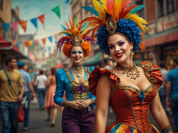 Auf dem Bild sind zwei Menschen zu sehen, die farbenfrohe Karnevalskostüme tragen. Sie haben aufwendige Haaraccessoires mit Federn und scheinen in einer festlichen Umgebung zu sein, umgeben von Menschen und bunten Fahnen.**Tipps für Besucher: So erlebst du den Karneval:**1. **Frühzeitig ankommen:** Sei rechtzeitig vor den großen Ereignissen vor Ort, um die besten Plätze zu sichern.2. **Dresscode beachten:** Zieh ein buntes oder auffälliges Kostüm an, um in die festliche Stimmung einzutauchen und dich unter die Menschen zu mischen.3. **Lokale Köstlichkeiten probieren:** Genieße die verschiedenen Speisen und Getränke, die während des Karnevals angeboten werden.4. **An den Paraden teilnehmen:** Sei aktiv dabei, indem du an den Umzügen teilnimmst oder sie dir anschaust, um die festliche Atmosphäre zu genießen.5. **Freunde mitbringen:** Karneval macht mehr Spaß in Gesellschaft! Lade Freunde ein, um gemeinsam das Fest zu feiern.6. **Fotos machen:** Halte die schönsten Momente fest, aber respektiere die Privatsphäre anderer Menschen.Viel Spaß beim Feiern!