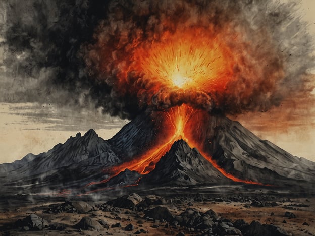 Auf dem Bild ist ein Vulkan zu sehen, der eine explosive Eruption zeigt. Solche Eruptionen haben in der Eruptionsgeschichte oft tiefgreifende Auswirkungen auf die Region, in der sie auftreten.Bei einem Vulkanausbruch werden große Mengen an Asche, Lava und Gas in die Atmosphäre geschleudert. Diese Eruptionen können das Klima beeinflussen, indem sie die Sonne vorübergehend verdecken und die Temperaturen senken. In der Vergangenheit führten bedeutende Ausbrüche, wie z.B. der Ausbruch des Mount St. Helens oder der des Tambora, zu Missernten und Hungersnöten in weit entfernten Regionen.Zudem können vulkanische Eruptionen das Landschaftsbild stark verändern, indem sie neue Landformen schaffen und Böden fruchtbar machen, was langfristig die Landwirtschaft in der Region fördern kann. Der Einfluss auf die lokale Bevölkerung kann sowohl katastrophal als auch vorteilhaft sein, je nachdem, wie schnell sich das Umfeld nach einem Ausbruch erholt und wie gut die Menschen mit den Gegebenheiten umgehen können.