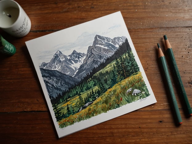 Auf dem Bild ist eine malerische Landschaft mit Bergen und einem blühenden, grünen Tal zu sehen. Es ist eine künstlerische Darstellung, wahrscheinlich mit Aquarellfarbe, die die natürliche Schönheit der Umgebung einfängt.Praktische Tipps für deinen Besuch im Tatamá-Nationalpark:1. **Vorbereitung**: Informiere dich über die Wanderrouten und wähle eine für dein Erfahrungslevel passende Strecke.2. **Ausrüstung**: Trage festes Schuhwerk und bringe eine Wasserflasche sowie Snacks mit, um dich unterwegs zu stärken.3. **Wetter**: Prüfe die Wettervorhersage, da sich das Wetter in Bergregionen schnell ändern kann. Kleide dich entsprechend in Schichten.4. **Natur respektieren**: Halte dich an die Wege und respektiere die Tier- und Pflanzenwelt. Hinterlasse keinen Müll.5. **Führungen**: Ziehe in Betracht, an einer geführten Tour teilzunehmen, um mehr über die Flora und Fauna des Parks zu erfahren.6. **Sicherheit**: Informiere jemanden über deine Pläne und nimm ein Handy mit, falls es Empfang gibt, für Notfälle.Viel Spaß beim Entdecken und Erleben der beeindruckenden Natur im Tatamá-Nationalpark!