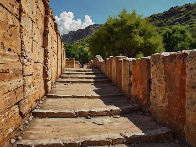Auf dem Bild ist eine steinerne Treppe zu sehen, die von großen, quadratischen Steinwänden flankiert wird. Diese Architektur erinnert an alte Ruinen oder archäologische Stätten, die in einer natürlichen Umgebung liegen, umgeben von hügeliger Landschaft und Bäumen.Tierradentro ist ein archäologischer Park in Kolumbien, bekannt für seine gut erhaltenen, zeremoniellen Gräber und die beeindruckenden Grabkammern der prekolumbianischen Kultur. Besucher können die Ruinen erkunden, die reich an Geschichte sind, und oft auch Führungen nutzen, um mehr über die Kultur und die Bedeutung der Stätte zu erfahren. Der Park bietet zudem schöne Wanderwege, die die beeindruckende Landschaft um die Ruinen herum zeigen.