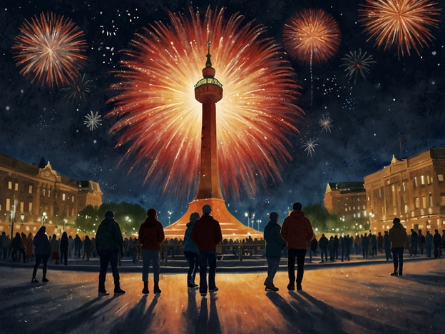 Auf dem Bild sieht man eine festliche Szenerie mit Feuerwerken, die den Nachthimmel erhellen. Solche spektakulären Lichtshows sind häufig eine besondere Attraktion bei Weihnachtsmärkten, besonders zu bestimmten Anlässen, wie dem Jahreswechsel oder speziellen Veranstaltungstagen während der Feiertage.Weihnachtsmärkte bieten oft auch traditionelle Leckereien wie Glühwein, gebrannte Mandeln und Lebkuchen an. Zudem gibt es häufig musikalische Darbietungen und ein reichhaltiges Rahmenprogramm, das von Weihnachtskonzerten bis hin zu Kunsthandwerksständen reicht. Die festliche Stimmung, die durch Lichter und Dekorationen geschaffen wird, zieht viele Besucher an und sorgt für eine besondere Atmosphäre während der Adventszeit.
