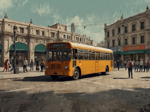 Auf dem Bild ist ein gelber Bus in einer belebten städtischen Umgebung zu sehen. Die zentrale Lage deutet darauf hin, dass der Bus möglicherweise ein wichtiger Teil des öffentlichen Verkehrsnetzes ist. Die vielen Fußgänger und die Geschäfte im Hintergrund zeigen eine gute Anbindung an lokale Annehmlichkeiten und Dienstleistungen, was die Attraktivität dieser Gegend verstärkt.