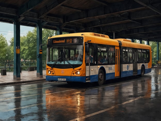 Auf dem Bild ist ein Bus zu sehen, der an einer Haltestelle hält. Die Umgebung wirkt leicht regnerisch, und die Straße sowie die Haltestelle sind nass, was auf kürzlichen Niederschlag hindeutet.
In Bezug auf zentrale Lage und Erreichbarkeit lässt sich sagen, dass Busse oft in gut erreichbaren Bereichen unterwegs sind, die eine Anbindung an wichtige Punkte der Stadt bieten. Dies erleichtert den Fahrgästen den Zugang zu Geschäften, Büros und anderen Einrichtungen. Der Bus auf dem Bild könnte somit eine wichtige Verkehrsverbindung in dieser Umgebung darstellen.