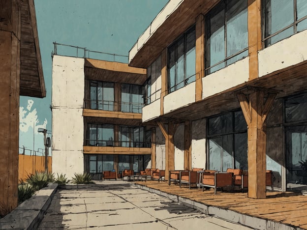Auf dem Bild ist eine moderne Unterkunft in bester Lage zu sehen. Die Architektur kombiniert klare Linien mit großen Fenstern und Holzdetails, was eine einladende Atmosphäre schafft. Die Terrasse ist mit Möbeln ausgestattet, die zum Entspannen einladen. Es scheint ein ruhiger Ort zu sein, ideal für einen Aufenthalt.