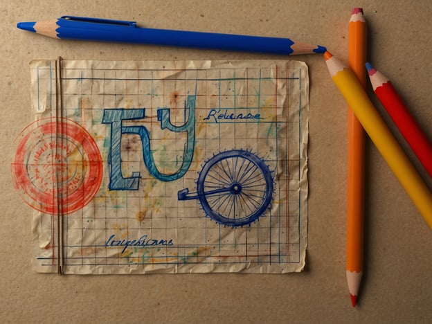Auf dem Bild ist ein handgezeichnetes Blatt zu sehen, das einen Schriftzug und eine Fahrradzeichnung zeigt. Um das Blatt herum liegen farbige Buntstifte und ein blauer Stift. Dies könnte darauf hindeuten, dass kreative Tätigkeiten und Entspannung eine wichtige Rolle in der Freizeit spielen, während das Thema des Fahrrads möglicherweise auch die aktive Mobilität im Alltag betont. Hier wird das Gleichgewicht zwischen Business und Freizeit durch kreative Inspiration und körperliche Aktivität verdeutlicht.