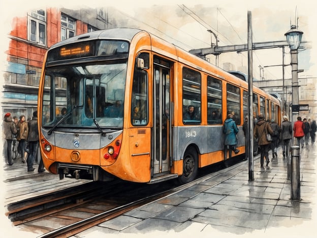 Auf dem Bild ist eine moderne Straßenbahn zu sehen, die in einer urbanen Umgebung hält. Die Straßenbahn hat eine auffällige orange-farbene Beschichtung und wird von Passagieren genutzt, die ein- und aussteigen. In Kopenhagen spielt die Straßenbahn, zusammen mit Bussen und Zügen, eine wichtige Rolle im öffentlichen Verkehrssystem.Die Stadt ist bekannt für ihr gut ausgebautes Verkehrsnetz, das es den Bewohnern und Touristen ermöglicht, sich effizient fortzubewegen. Radfahren ist ebenfalls sehr beliebt in Kopenhagen, was die Fortbewegungsmöglichkeiten weiter ergänzt.