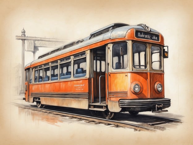 Auf dem Bild ist eine orangefarbene Straßenbahn zu sehen, die auf Gleisen steht. Die Straßenbahn hat ein nostalgisches Design und könnte aus einer früheren Epoche stammen.
### Praktische Informationen für Besucher:
- **Standort:** Erkundigen Sie sich, ob diese Straßenbahn Teil eines Museums oder einer historischen Ausstellung ist.
- **Öffnungszeiten:** Überprüfen Sie die Öffnungszeiten, um sicherzustellen, dass Sie die Straßenbahn besichtigen können.
- **Anfahrt:** Informieren Sie sich über die besten Verkehrsanbindungen, um zur Straßenbahn zu gelangen.
- **Fotomöglichkeiten:** Wenn Sie derartige Aufnahmen machen möchten, prüfen Sie, ob Fotografie erlaubt ist.
- **Historische Informationen:** Viele Orte bieten Führungen oder Informationsmaterial an, um mehr über die Geschichte der Straßenbahn zu erfahren.