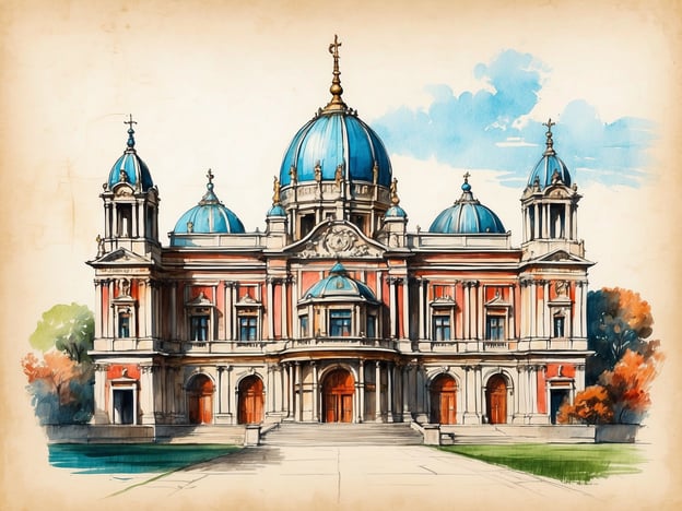 Auf dem Bild ist ein beeindruckendes architektonisches Gebäude zu sehen, das an historische prunkvolle Bauwerke erinnert. Als solche könnte es diverse kulturelle oder staatliche Gebäude repräsentieren, die typischerweise in Städten wie Madrid zu finden sind, wo Geschichte und Architektur eng miteinander verknüpft sind.Madrid hat eine reiche Geschichte, die bis ins 9. Jahrhundert zurückreicht, als die Stadt gegründet wurde. Architektonische Stile aus verschiedenen Epochen, darunter die Renaissance und der Barock, prägen heute das Stadtbild. Städte wie Madrid beherbergen viele solche prächtigen Gebäude, die oft religiöse oder staatliche Bedeutung haben.
