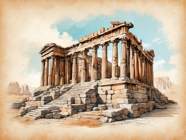 Auf dem Bild ist ein antiker Tempel zu sehen, der an die klassischen Bauwerke der griechischen Architektur erinnert, wie den Parthenon in Athen. Dies symbolisiert die kulturelle und historische Relevanz der Antike.In der Geschichte von Kiew spielt die antike Architektur ebenfalls eine wichtige Rolle. Kiew, eine der ältesten Städte Europas, hat eine reiche Geschichte, die bis ins 5. Jahrhundert zurückreicht. Die Stadt war ein Zentrum des Kiever Rus und zeigte einen vielfältigen Einfluss der byzantinischen Architektur, insbesondere bei der Errichtung von Kirchen und Kathedralen.Die beeindruckenden Gebäude Kiews, wie die Sophienkathedrale, sind Beispiele für diese Verschmelzung von östlicher und westlicher Kultur, ähnlich wie die antiken Tempel der griechischen und römischen Welt.