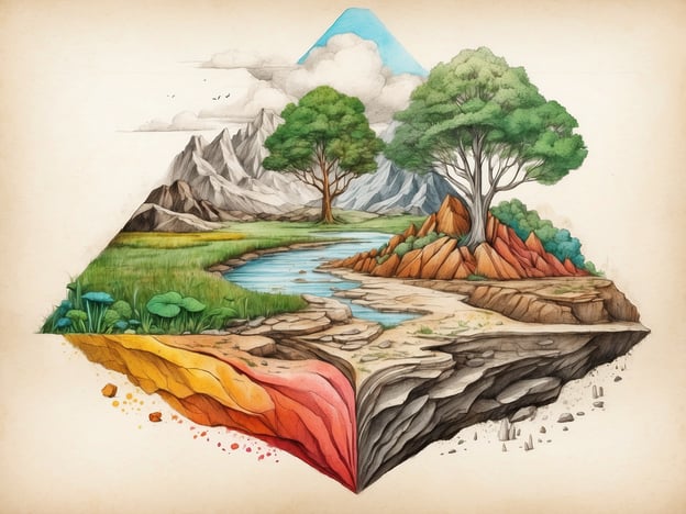 Auf dem Bild sind unterschiedliche Landschaften dargestellt, die eine harmonische Verbindung von Natur zeigen, mit Bergen, Bäumen, einem Fluss und erdigen Elementen. In diesem Kontext spielen Würmer eine wichtige Rolle in der Natur.Würmer tragen maßgeblich zur Bodenfruchtbarkeit bei. Sie lockern den Boden auf, sorgen für eine bessere Belüftung und fördern die Wasseraufnahme. Durch ihre Tätigkeit zersetzen sie organische Materie, wodurch Nährstoffe freigesetzt werden, die Pflanzen benötigen. Dieses Zusammenspiel von Pflanzen, Boden und Mikroorganismen, zu denen auch Würmer gehören, ist entscheidend für die Gesundheit der Ökosysteme. Würmer helfen somit, die Stabilität und Fruchtbarkeit der Erde zu erhalten, was für die gesamte Lebensgemeinschaft notwendig ist.