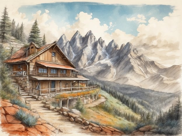 Auf dem Bild ist eine malerische Berghütte zu sehen, die in einem verschneiten Berggebiet liegt. Um die Hütte herum erstrecken sich majestätische Berge und dichte Wälder.In der Umgebung könnte man verschiedene Aktivitäten unternehmen, wie zum Beispiel:- Wandern auf den zahlreichen Trails, die durch die Landschaft führen.- Fotografieren der beeindruckenden Landschaft und der Bergkulisse.- Entspannen auf der Veranda der Hütte und die frische Bergluft genießen.- Wintersportarten wie Skifahren oder Snowboarden, falls Schnee vorhanden ist.- Vögel beobachten oder die Natur erkunden.Diese Aktivitäten machen die Umgebung der Hütte besonders reizvoll für Naturliebhaber.