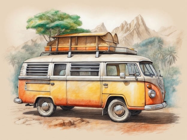 Auf dem Bild ist ein nostalgischer Volkswagen-Bus zu sehen, der oft mit Reisen und Freiheit assoziiert wird. Solche Fahrzeuge symbolisieren ein umweltbewusstes Lebensgefühl und die Möglichkeit, nachhaltige Abenteuer in der Natur zu erleben.Mit einem Bus wie diesem können Menschen umweltfreundlich reisen, während sie die Schönheit der Landschaft genießen. Sie stehen für den Trend des Camping und der Naturverbundenheit, wodurch das Bewusstsein für den Schutz der Umwelt gefördert wird. Solche Reisen laden dazu ein, nachhaltige Praktiken zu unterstützen und die Natur zu respektieren.