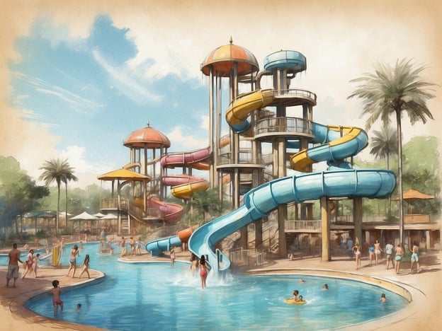 Auf dem Bild ist ein Wasserpark mit verschiedenen Wasserrutschen und einem großen Pool zu sehen. Die Rutschen sind bunt gestaltet und bieten viel Spaß für die Besucher, die sich im Wasser tummeln.Der Landal GreenParks Waterparc Veluwemeer ist bekannt für seine familienfreundlichen Aktivitäten und die Möglichkeit, sich im Wasser zu vergnügen. Neben den Wasserrutschen gibt es zahlreiche Freizeitmöglichkeiten für Kinder und Erwachsene. Die Umgebung ist grün und einladend, ideal für einen entspannten Tag im Wasser.