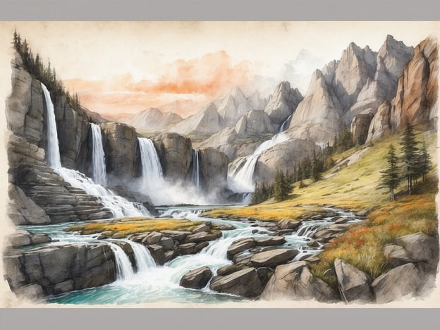 Auf dem Bild sind beeindruckende Wasserfälle zu sehen, die aus felsigen Klippen fließen und sich in ein klares Gewässer ergießen. Die Umgebung ist geprägt von hohen Bergen und einer malerischen Landschaft mit Wiesen und Bäumen.In der Nähe solcher Wasserfälle gibt es oft Möglichkeiten für Aktivitäten wie Wandern, Fotografie und Picknicks. Außerdem könnten Sehenswürdigkeiten wie Naturparks oder Aussichtspunkte zum Erkunden einladen. Solche Orte sind ideal für Naturliebhaber und jene, die die Ruhe der Natur genießen möchten.
