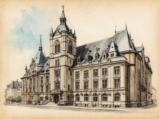 Auf dem Bild könnte ein Gebäude zu sehen sein, das an die Architektur der Stadthalle in Meldorf oder ein ähnliches historisches Gebäude erinnert. In Meldorf gibt es mehrere Sehenswürdigkeiten, wie die St. John's Church (Johanneskirche) und das Meldorf Schloss, die für ihre eindrucksvolle Architektur bekannt sind. Es ist möglich, dass das abgebildete Bauwerk eine ähnliche stilistische Anmutung hat.