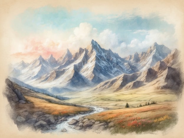 Auf dem Bild ist eine malerische Gebirgslandschaft zu sehen, die von majestätischen Bergen und einem sanften Tal geprägt ist. Die Berge sind teilweise schneebedeckt, und das Tal ist mit bunten Wiesenblumen geschmückt. Ein kleiner Fluss schlängelt sich durch die Landschaft.Diese Art von Landschaft ist typisch für die Region um das Landal GreenParks Brandnertal Chalet Matin, das sich in einem malerischen Tal in den österreichischen Alpen befindet. Hier kann man die beeindruckende Natur genießen und zahlreiche Outdoor-Aktivitäten unternehmen.
