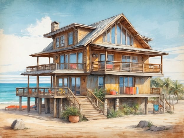 Auf dem Bild ist ein großes, modernes Holzhaus mit mehreren Etagen zu sehen, das direkt am Strand steht. Es verfügt über viele Fenster, Balkone und eine einladende Treppe.Im Kontext von Center Parcs Zandvoort bietet dieser Ferienpark eine Vielzahl von Unterkünften in naturnahen Umgebungen, oft in der Nähe von Wasser und Stränden. Die Anlage ist für Familien und Paare gleichermaßen geeignet und bietet zahlreiche Freizeitaktivitäten, darunter Schwimmbäder, Wellnessangebote und Möglichkeiten für Outdoor-Aktivitäten. Die direkte Lage am Strand macht es zu einem attraktiven Ziel für Erholung und Spaß in der Natur.