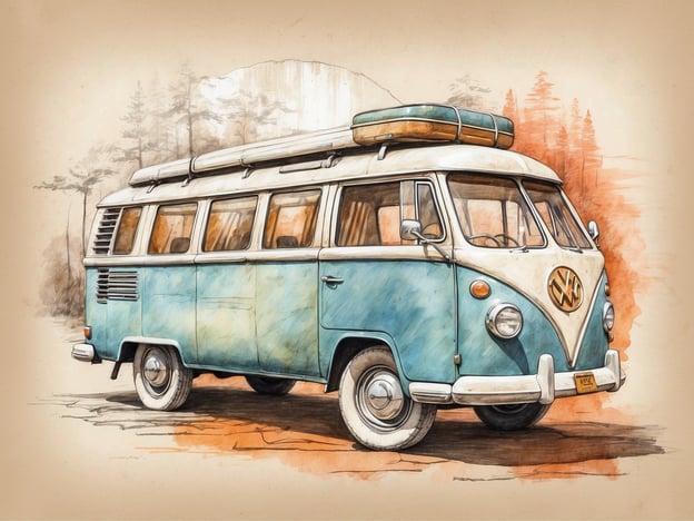 Auf dem Bild ist ein klassischer VW-Bus zu sehen. Dieser Typ von Fahrzeug steht oft symbolisch für das Abenteuer und das Reisen in der Natur. Nachhaltiges Reisen bedeutet, die Umwelt zu schützen und den ökologischen Fußabdruck zu minimieren.Der VW-Bus ist ideal für Roadtrips und Campingausflüge, da er Mobilität mit der Möglichkeit verbindet, abseits der ausgetretenen Pfade zu reisen. Nachhaltige Reisende nutzen häufig solche Fahrzeuge, um die Natur zu erkunden und gleichzeitig lokale Gemeinschaften zu unterstützen, indem sie in umweltfreundlichen Unterkünften übernachten und regionale Produkte konsumieren. So fördern sie den Erhalt der Umwelt und tragen zu einem bewussteren Umgang mit Ressourcen bei.