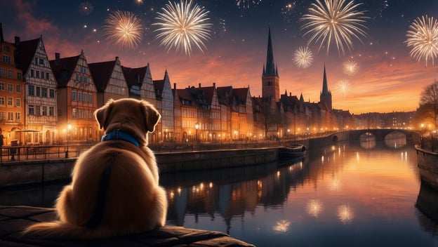 Silvester ohne Feuerwerk mit Hund in der Lüneburger Heide