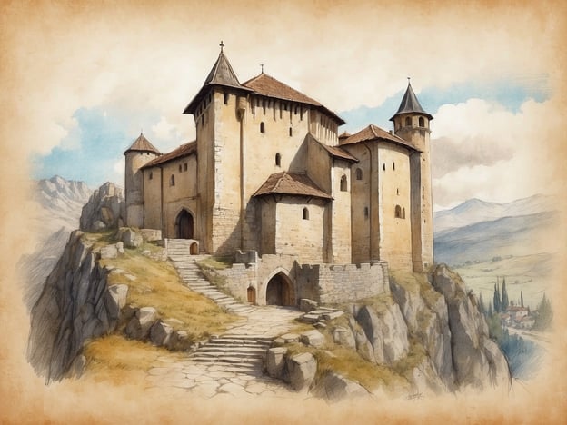 Auf dem Bild ist eine beeindruckende Burg zu sehen, die in der mittelalterlichen Zeit erbaut wurde. Die Architektur zeigt typische Merkmale dieser Epoche, wie hohe Türme und dicke Mauern, die zur Verteidigung dienen. Solche Burgen waren oft strategisch auf Hügeln oder in schwer zugänglichen Gebieten platziert, um einen besseren Überblick über das umliegende Land zu haben.In der Ära der bosnischen Könige, die im 14. und 15. Jahrhundert florierte, spielten solche Festungen eine zentrale Rolle in der politischen und militärischen Struktur des Königreichs Bosnien. Diese Burgen waren nicht nur Wohnsitze für die Adeligen, sondern auch Zentren der Macht und Kontrolle über das feudale Territorium. Sie symbolisierten den Einfluss und den Reichtum der Herrscher und dienten als Rückzugsorte in kriegerischen Zeiten.