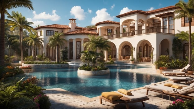 Entdecke das aufregendste neue Resort in Floridas Sonne mit einem luxuriösen Pool, Palmen und stilvoller Architektur.