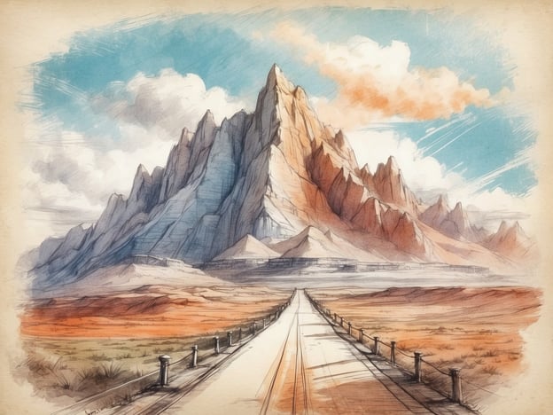 Auf dem Bild ist eine majestätische Berglandschaft zu sehen, die von einer weiten Straße oder einem Wanderweg flankiert wird. Diese Art von Landschaft könnte an verschiedene kulturelle Highlights entlang von Wanderwegen erinnern, wie etwa:1. **Zugspitze, Deutschland**: Der höchste Berg Deutschlands bietet nicht nur spektakuläre Aussichten, sondern auch kulturelle Sehenswürdigkeiten wie das Zugspitz-Museum in Grainau.2. **Cinque Terre, Italien**: Die Wanderwege entlang der Küste bieten atemberaubende Ausblicke auf das Meer und die bunten Dörfer mit ihren historischen Kirchen und Gebäuden.3. **Grand Canyon, USA**: Die Wanderwege rund um den Canyon führen zu einzigartigen geologischen Formationen und historischen Stätten der Ureinwohner.4. **Torres del Paine, Chile**: Die beeindruckenden Berge und Seen hier sind Umgebungen, die nicht nur Naturliebhaber, sondern auch kulturelle Entdecker anziehen, mit indigenen Geschichten und Traditionen.Solche Wanderungen bieten oft die Möglichkeit, die natürliche Schönheit und die kulturellen Erzählungen einer Region zu erleben.