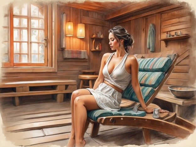 Auf dem Bild ist eine Person in einer Sauna zu sehen. Die Sauna ist ein entspannender Ort, der oft aus Holz gebaut ist und mit niedriger Luftfeuchtigkeit und hohen Temperaturen arbeitet.Die richtige Nutzung der Sauna umfasst folgende Punkte:1. **Vorbereitung**: Vor dem Saunieren sollte man duschen, um den Körper zu reinigen.2. **Saunagang**: In der Regel sollte man 8 bis 15 Minuten in der Sauna bleiben, je nach persönlicher Verträglichkeit.3. **Abkühlung**: Nach dem Saunagang ist eine Abkühlung wichtig, beispielsweise durch eine kalte Dusche oder ein Tauchbecken.4. **Ruhephase**: Danach sollte man sich etwas Zeit nehmen, um sich zu entspannen und den Kreislauf wieder zu stabilisieren.5. **Hydration**: Es ist wichtig, während und nach dem Saunieren ausreichend Wasser zu trinken, um Flüssigkeitsverluste auszugleichen.Die Sauna fördert die Entspannung und kann das Wohlbefinden steigern, wenn sie richtig genutzt wird.