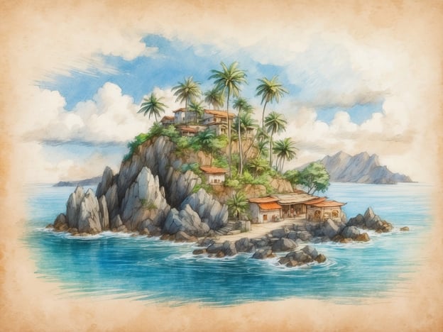 Auf dem Bild ist eine malerische, tropische Insel zu sehen, die von üppigem Grün und Palmen umgeben ist. Die Insel hat einige kleine Gebäude, wahrscheinlich Häuser oder Hütten, die an den Hängen und am Wasser stehen. Die Szenerie strahlt eine entspannte, paradiesische Atmosphäre aus und ist ideal für Ausflüge und Erholung.Hier sind einige praktische Tipps für dein Inselhopping-Abenteuer:1. **Planung der Route**: Informiere dich im Voraus über die Inseln, die du besuchen möchtest, und plane deine Reiseroute, um die besten Verbindungen zu nutzen.2. **Transportmittel**: Überlege, welche Transportmittel du verwenden möchtest, wie Fähren, Boote oder kleine Flugzeuge, und buche im Voraus, besonders in der Hauptsaison.3. **Pack leicht**: Nimm nur das Nötigste mit, um die Mobilität zwischen den Inseln zu erleichtern. Leichte Kleidung, Badekleidung und wichtige persönliche Gegenstände sollten auf deiner Liste stehen.4. **Lokale Küche probieren**: Nutze die Gelegenheit, lokale Spezialitäten zu kosten. Besuche kleine Restaurants oder Marktstände, um authentische Gerichte zu entdecken.5. **Aktivitäten planen**: Erkundige dich über Freizeitmöglichkeiten wie Schnorcheln, Tauchen, Wandern oder kulturelle Touren, um deine Zeit auf den Inseln bestmöglich zu nutzen.6