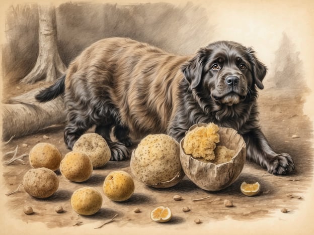 Auf dem Bild ist ein Hund zu sehen, der in einer natürlichen Umgebung liegt, umgeben von verschiedenen runden Objekten, die an Trüffel erinnern könnten. In Italien hat die Trüffelsuche eine lange Tradition, bei der speziell ausgebildete Hunde, oft Rassen wie der Lagotto Romagnolo, eingesetzt werden, um die versteckten Trüffel unter der Erde zu finden. Diese Hunde sind für ihren ausgeprägten Geruchssinn bekannt, der es ihnen ermöglicht, die begehrten Fungi aufzuspüren, die unter bestimmten Baumarten wachsen.
Die Verbindung zwischen Hund und Mensch während der Trüffelsuche ist von großer Bedeutung, da die Hunde nicht nur als wertvolle Helfer fungieren, sondern auch die Freude und Aufregung der Suche erhöhen. Das Bild könnte symbolisch für diese enge Beziehung stehen, die die Kultur und Tradition der Trüffelsuche in Italien prägt.