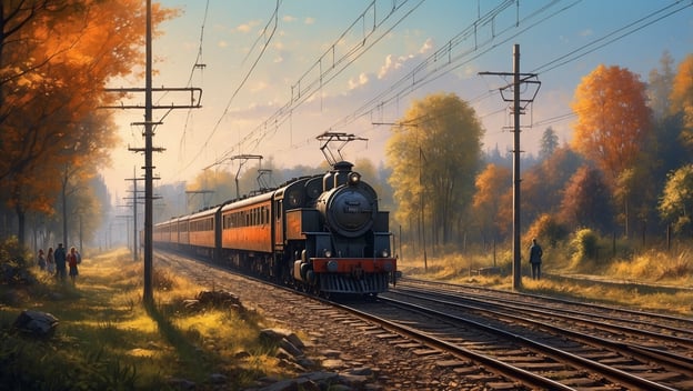 Dampflok fährt durch eine herbstliche Landschaft, während einige Personen am Gleis stehen. Zug zwischen Hamburg und Berlin lahmgelegt.