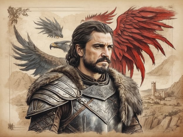 Auf dem Bild sieht man eine kraftvolle Figur in einer Rüstung, umgeben von verschiedenen stilisierten Flugwesen. Diese Darstellung könnte an die epischen Geschichten von "Game of Thrones" erinnern, die oft mit Themen von Schwertkämpfen und Drachen verbunden sind.In Kroatien können Fans von "Game of Thrones" an verschiedenen Drehorten die Atmosphäre der Serie erleben, wie z.B. in Dubrovnik, das als Kulisse für King's Landing diente. Besuche in der alten Stadtmauer oder im Fort Lovrijenac bieten großartige Anblicke, die die beeindruckenden Szenen der Serie lebendig werden lassen. Zudem gibt es organisierte Touren, die Fans die Möglichkeit geben, mehr über die Dreharbeiten und die Hintergründe der Serie zu erfahren, begleitet von starken visuellen Erlebnissen wie auf dem Bild.