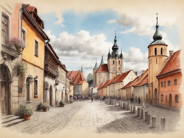 Auf dem Bild könnte eine malerische Straße zu sehen sein, die an die Altstadt von Vilnius, der Hauptstadt Litauens, erinnert. In dieser Umgebung kannst du Aktivitäten wie einen Spaziergang durch die historischen Gassen unternehmen, die beeindruckende Architektur der Kirchen und Gebäude bewundern, sowie in einem der zahlreichen Cafés verweilen.Beliebte Sehenswürdigkeiten in Vilnius sind die Gediminas-Burg, die St. Anna Kirche und der Vilnius Cathedral Square. Ein Besuch in der Stadt bietet auch die Möglichkeit, Kunst und Kultur in den zahlreichen Museen zu erleben oder an Führungen zu historischen Stätten teilzunehmen.
