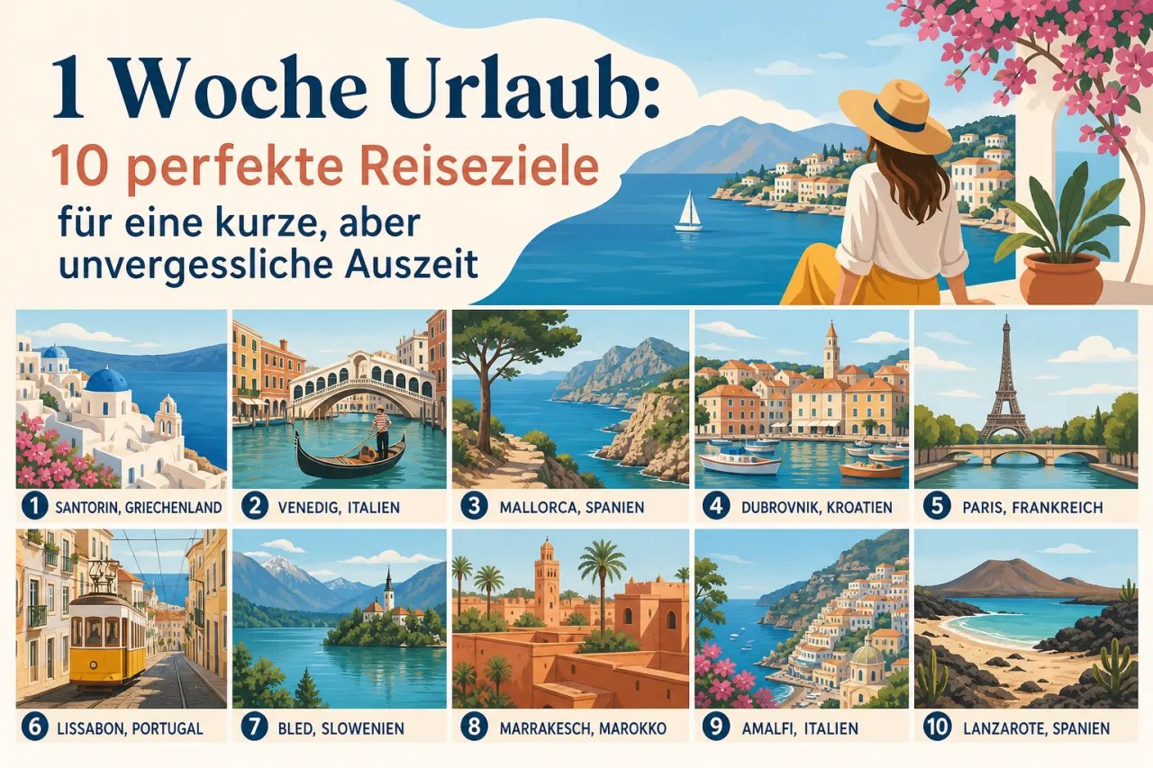 1 Woche Urlaub: 10 perfekte Reiseziele für eine kurze, aber intensive Auszeit