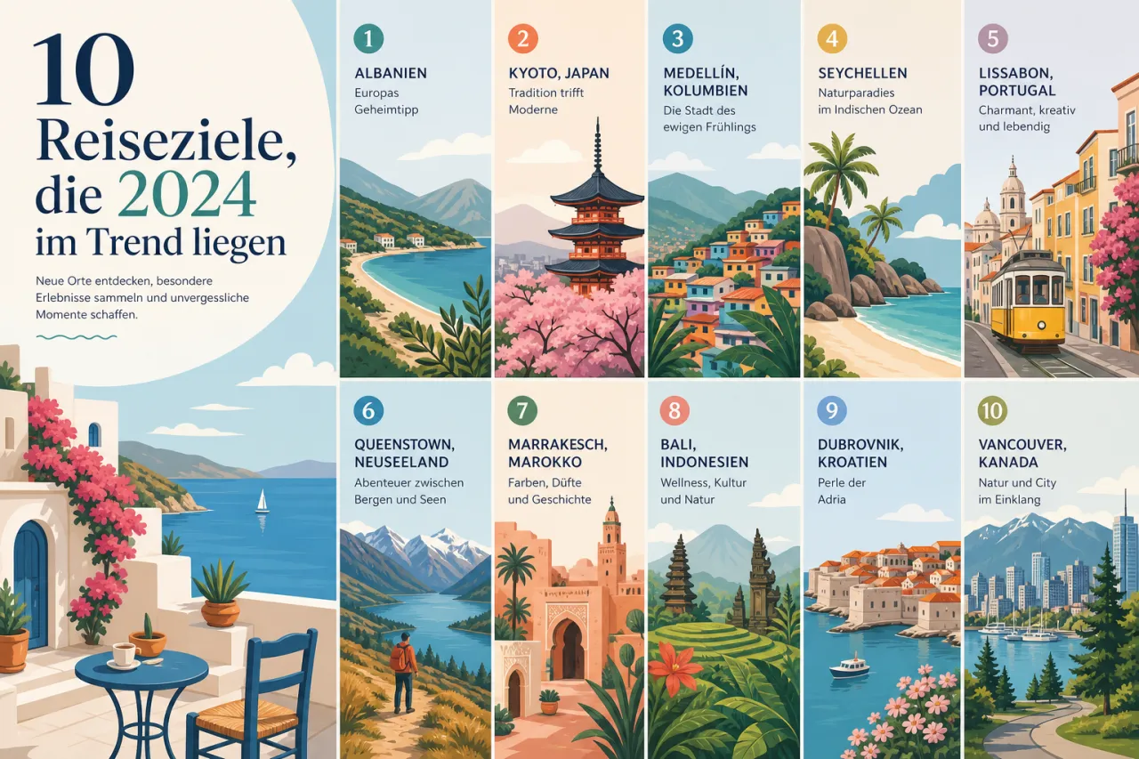 10 Reiseziele, die 2024 im Trend liegen