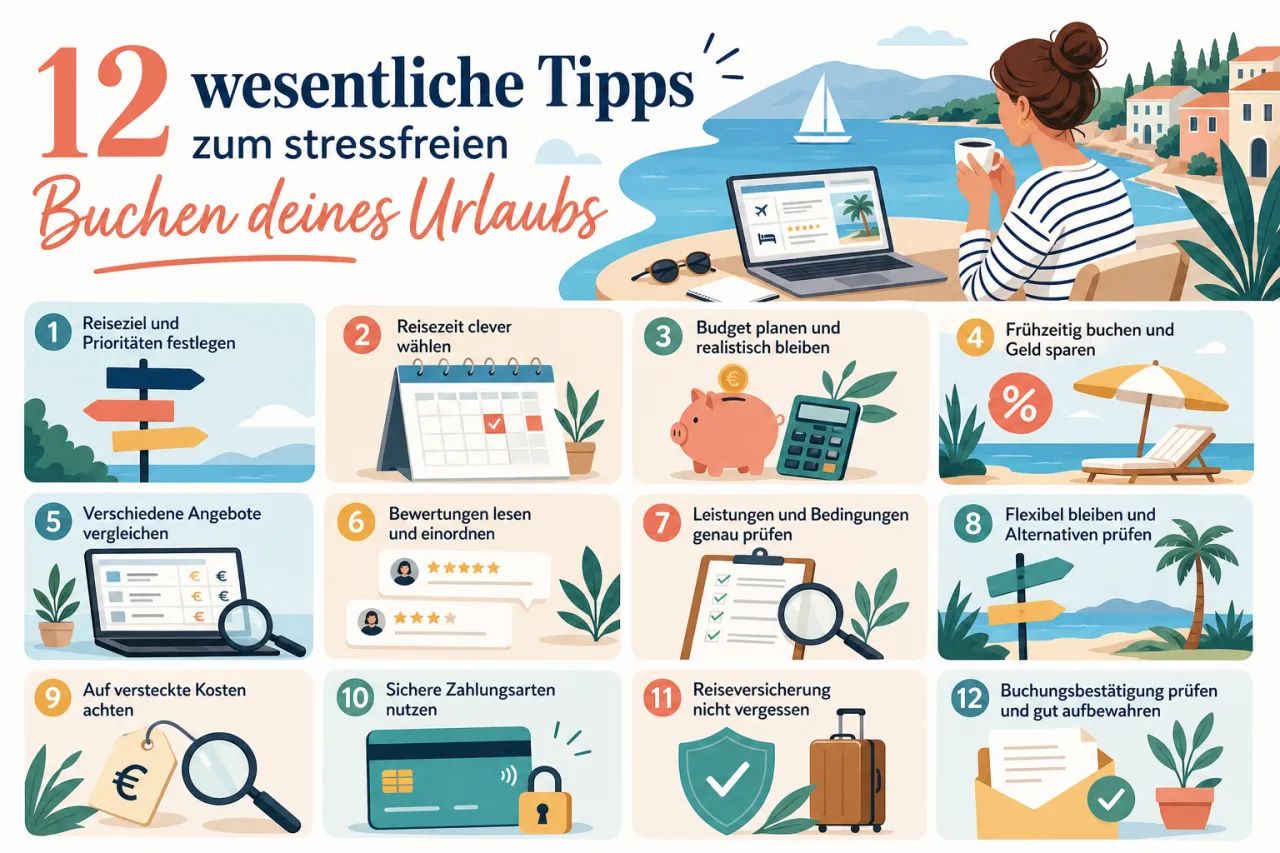 12 wesentliche Tipps zum stressfreien Buchen deines Urlaubs