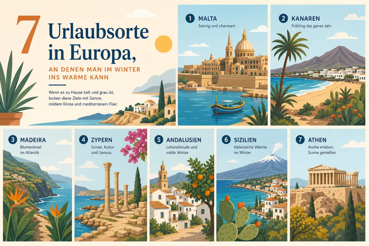 7 Urlaubsorte in Europa, an denen man im Winter ins warme kann