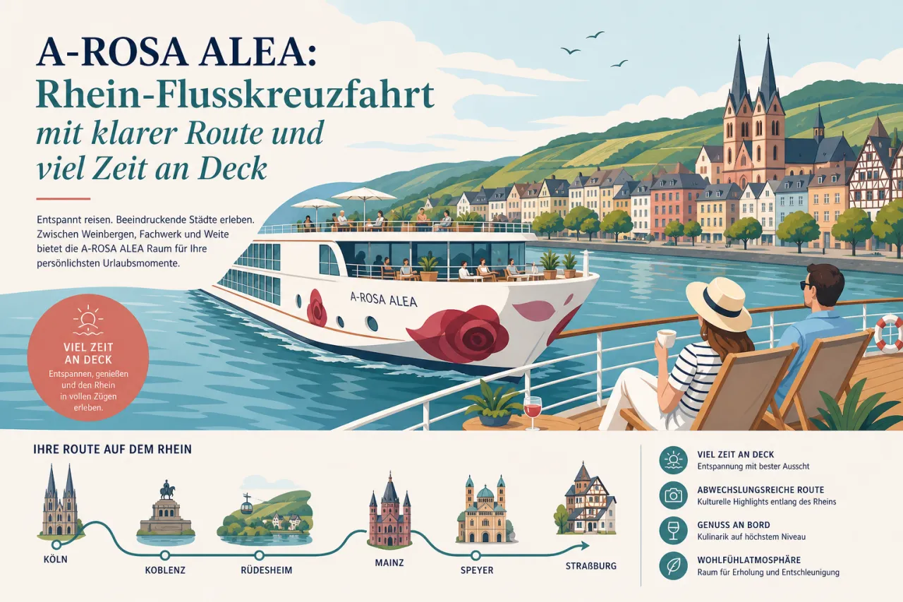 A-ROSA ALEA: Rhein-Flusskreuzfahrt mit klarer Route und viel Zeit an Deck