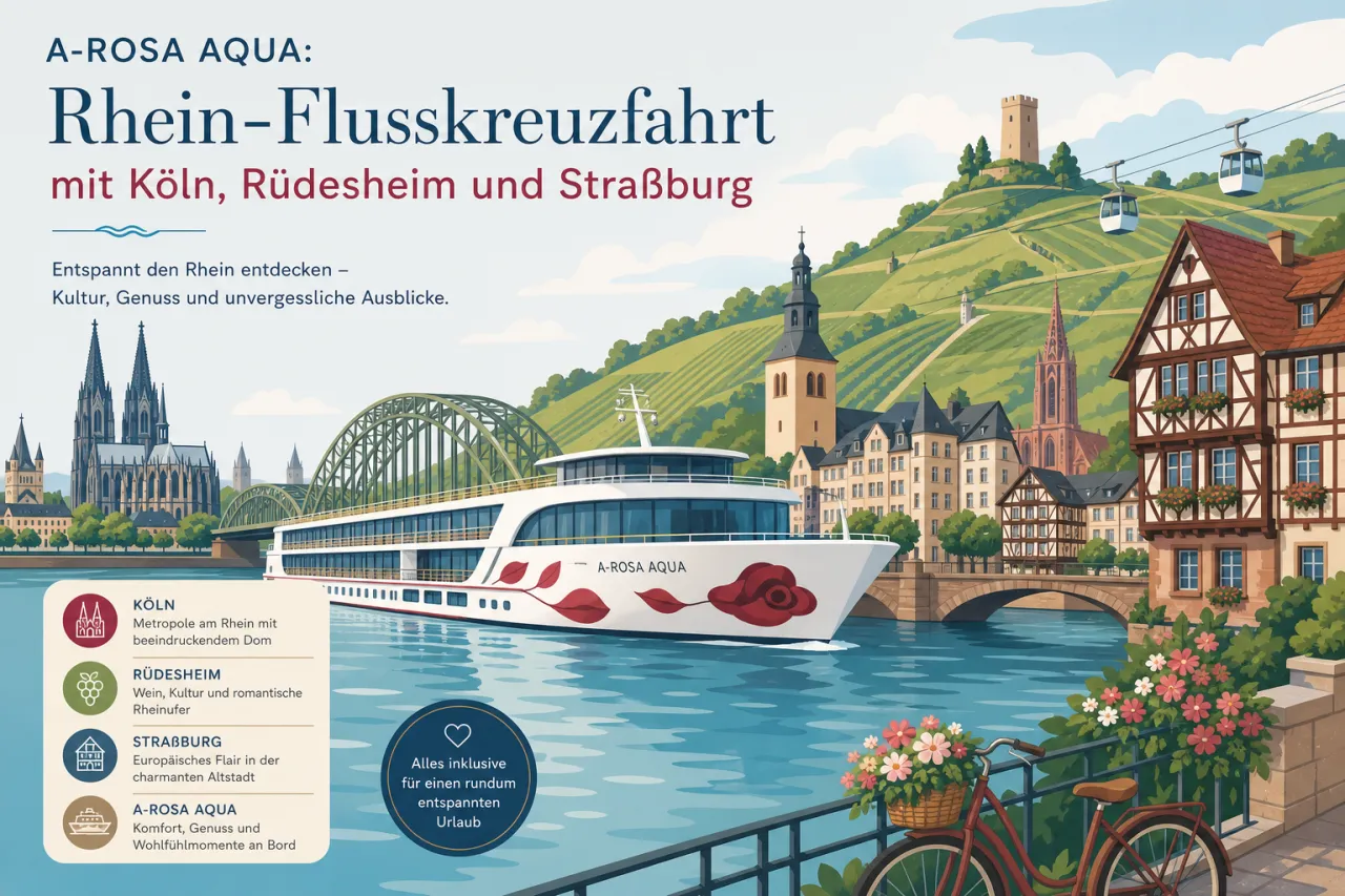 A-ROSA AQUA: Rhein-Flusskreuzfahrt mit Köln, Rüdesheim und Straßburg