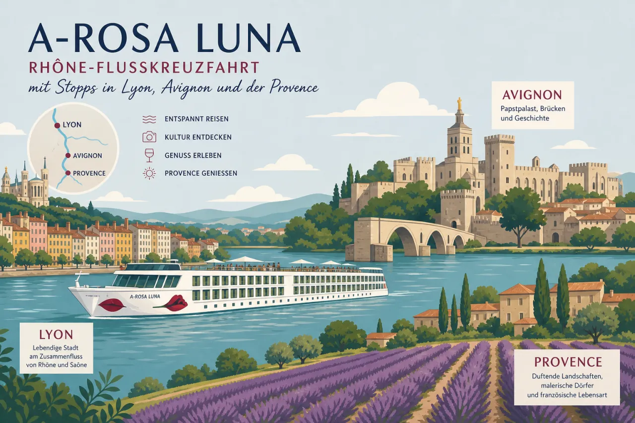 A-ROSA LUNA: Rhône-Flusskreuzfahrt mit Stopps in Lyon, Avignon und der Provence