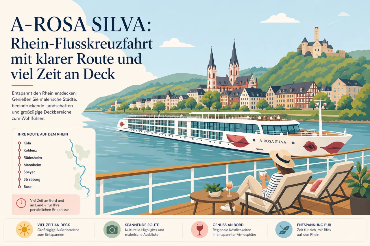 A-ROSA SILVA: Rhein-Flusskreuzfahrt mit klarer Route und viel Zeit an Deck