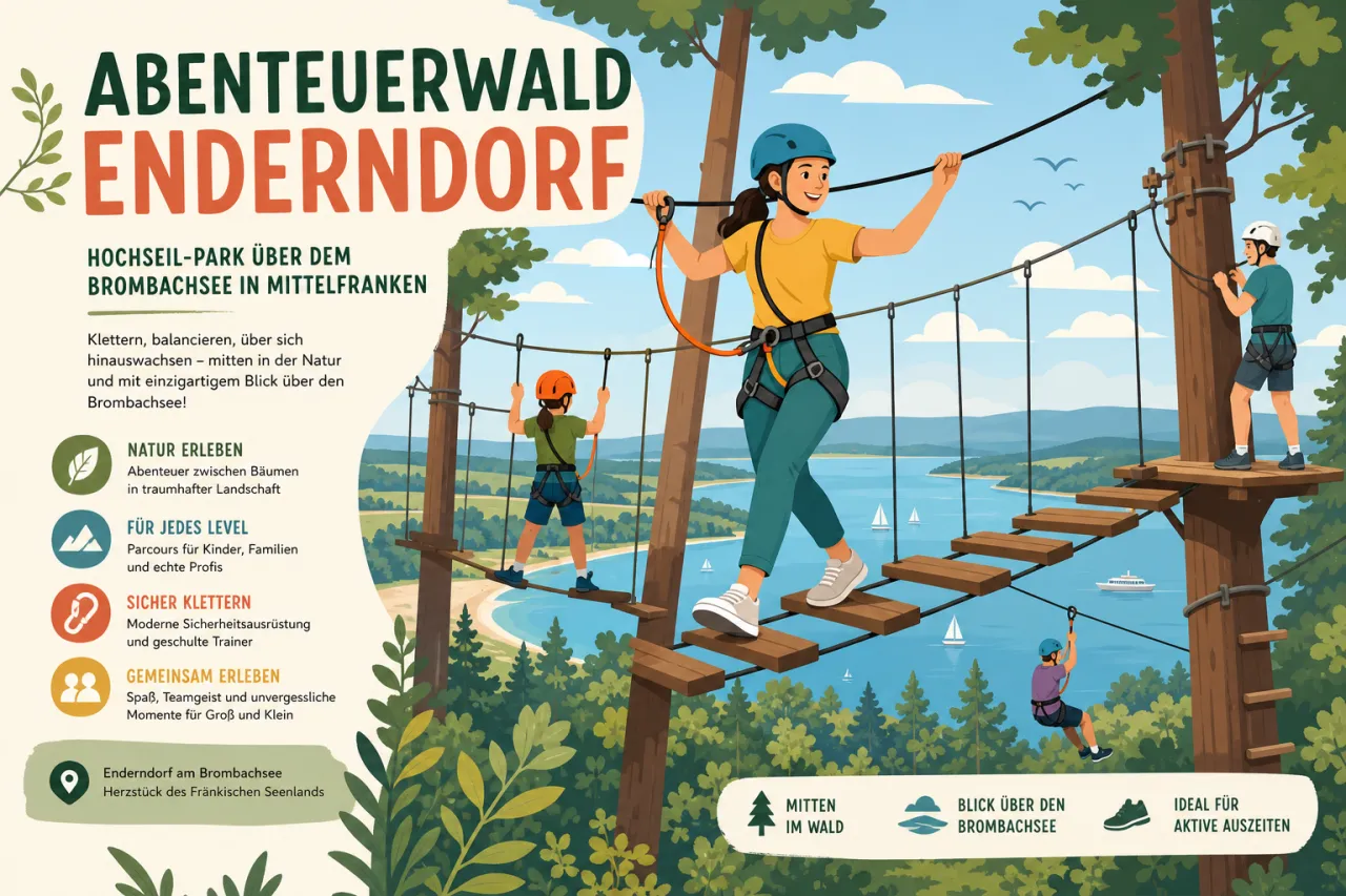Abenteuerwald Enderndorf — Hochseil-Park über dem Brombachsee in Mittelfranken