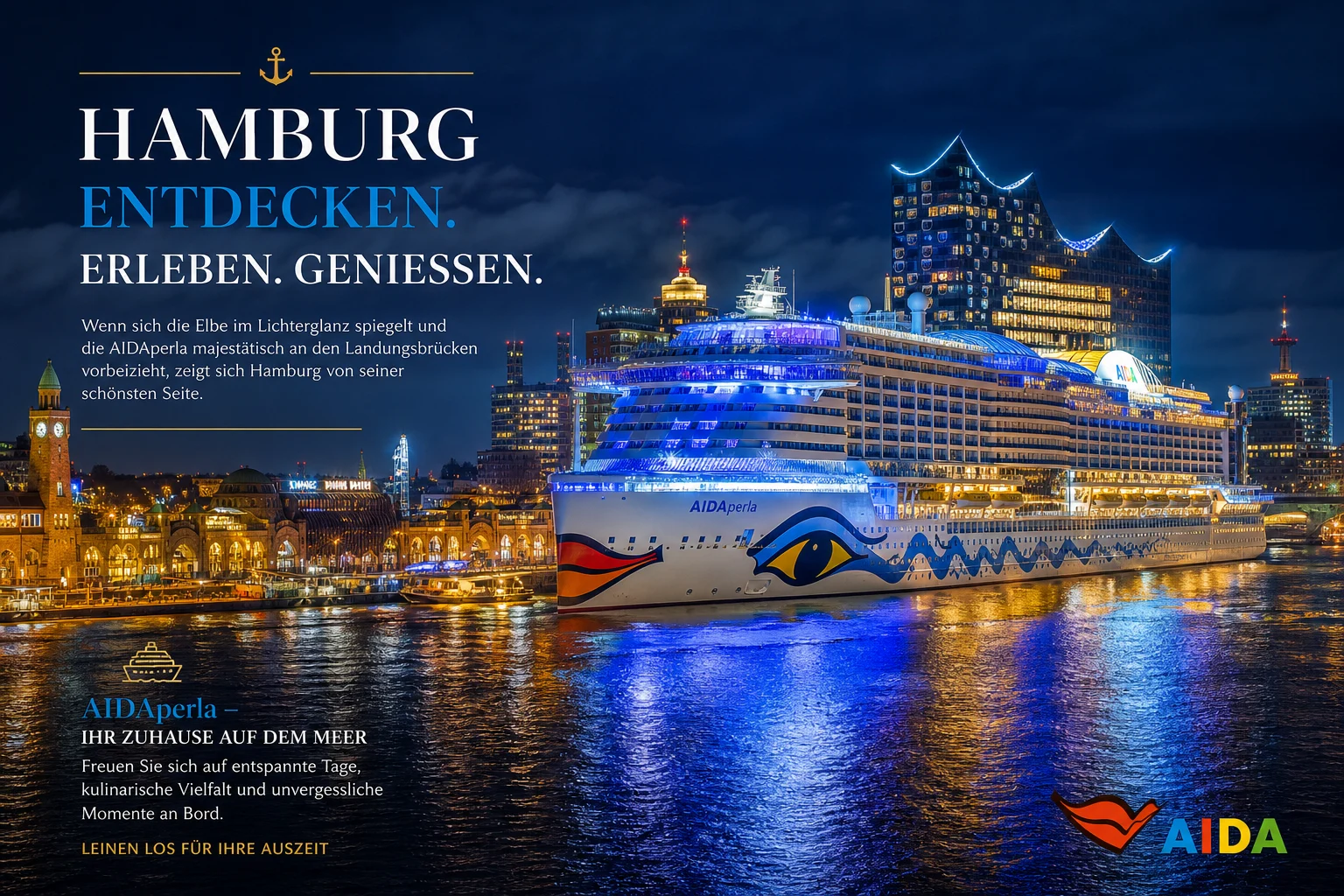 AIDAperla bei "Elbe in Concert": AIDA Cruises glänzt beim 837. Hafengeburtstag Hamburg